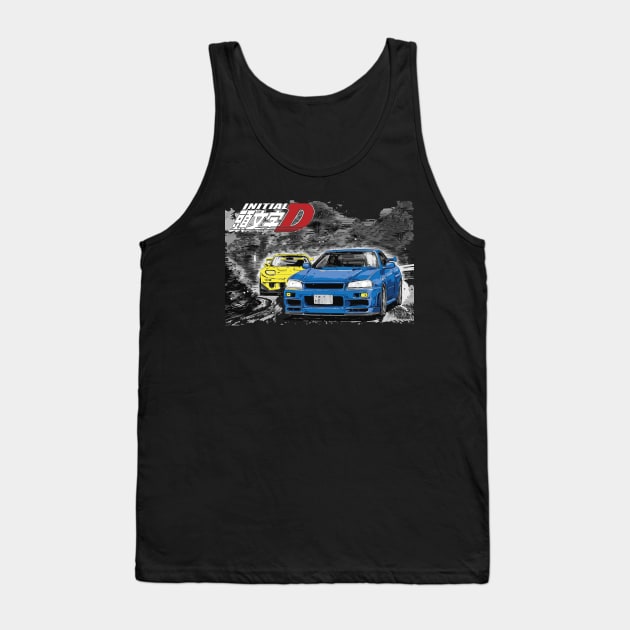 INTIAL D fd VS GTR R34 RX7 BATTLE ANIME Tank Top by cowtown_cowboy